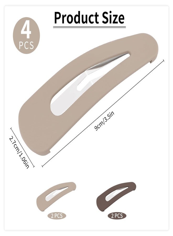 Motroce 4PCS Large Snap Hair Clips, Acrylic Metal Hair Barrettes, Matte Snap Clips for Women, Hair Pins for Girls, Large Hair Accessories (3.5Inch, Brown) - Image 2